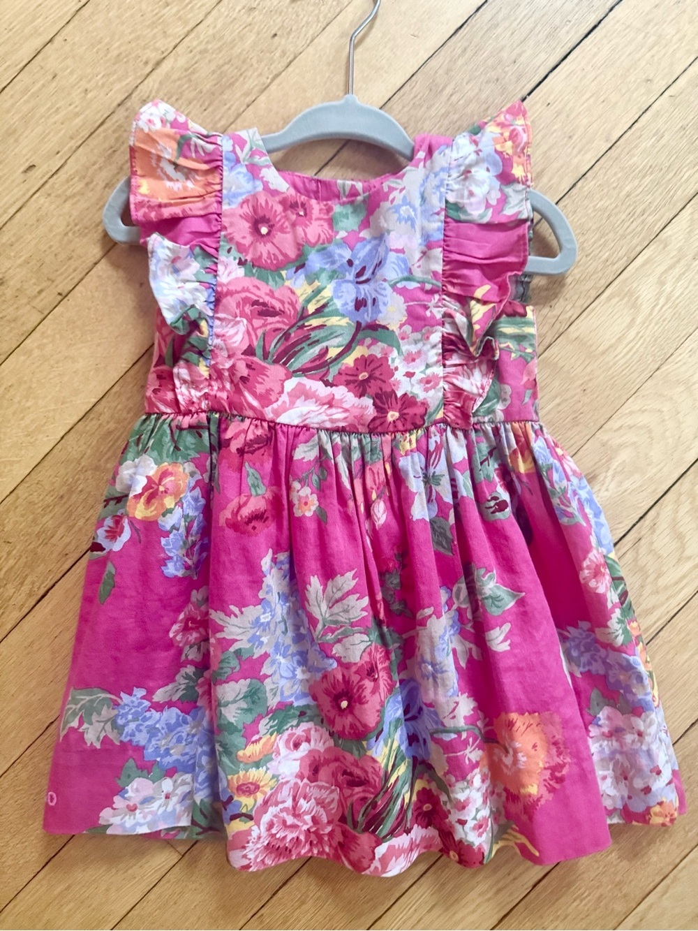 Ralph Lauren Baby Pink Floral Ruffle Garden Dress 9m